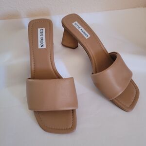 Steve Madden Tan Block-Heel Slide Sandals